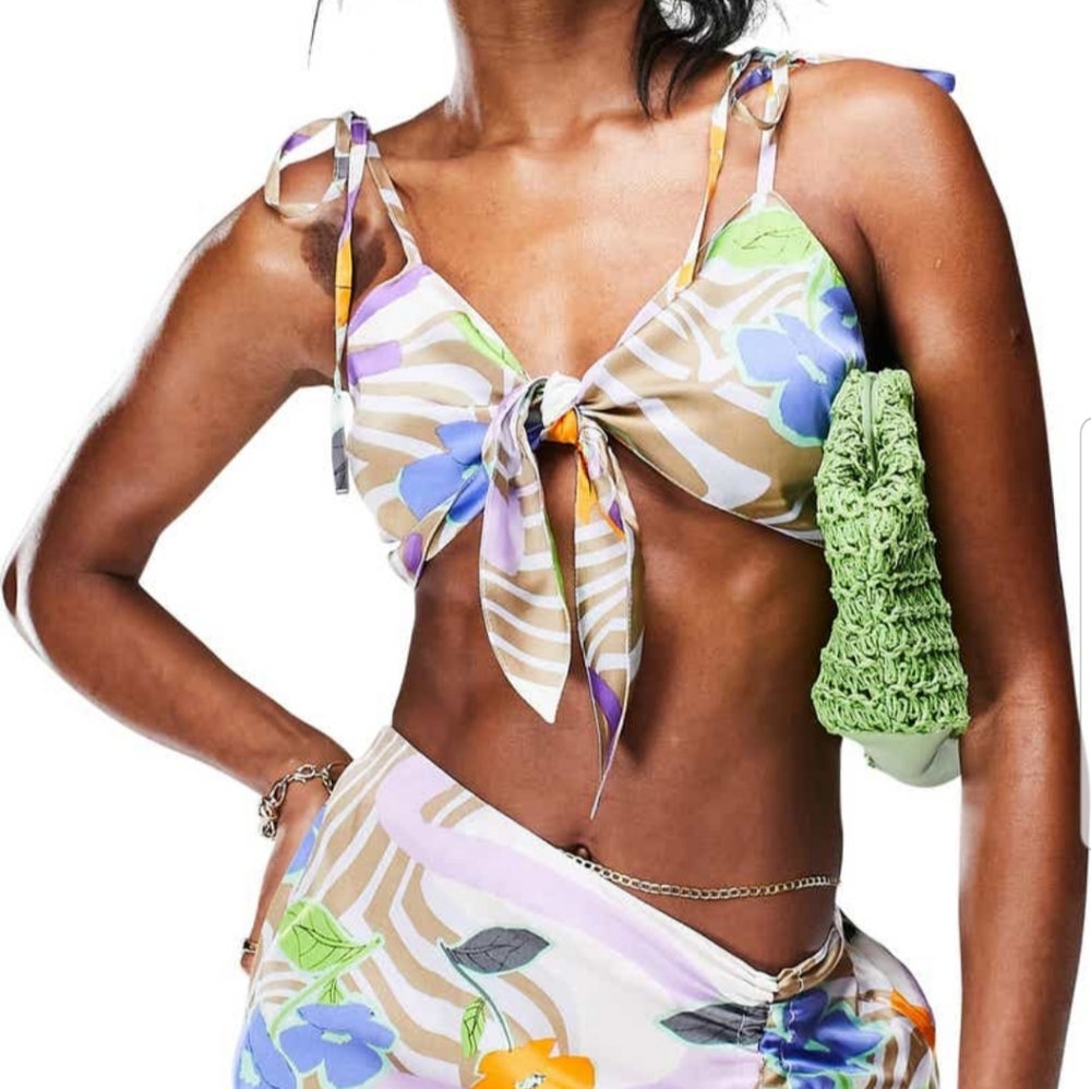 Asos Design Beach Crop Top sz. 4 & sz. 8 multi color